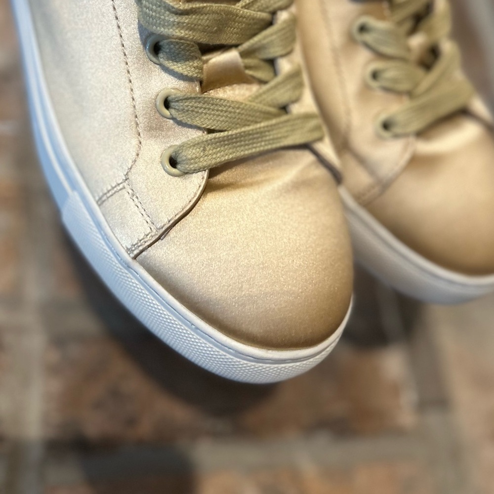 Lola Cruz Wink Gold Satin Sneakers & Crystals - Picture 11 of 11